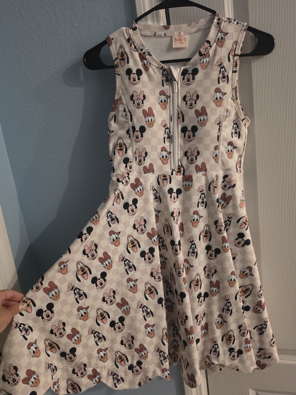 Disney Girls' White and Blush Character Zip-Front Skater Dress